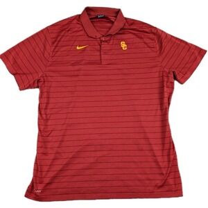 USC Trojans Nike Dri Fit Polo Shirt Mens 2XL XXL Red Striped Coaches Sideline